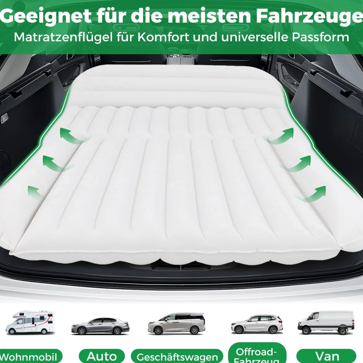 Auto Matratze 190 x 130 cm SUV Luftmatratze doppelseitig aufblasbares Luftbett mit Luftpumpe Beige