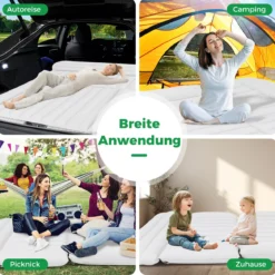 Auto Matratze 190 x 130 cm SUV Luftmatratze doppelseitig aufblasbares Luftbett mit Luftpumpe Beige