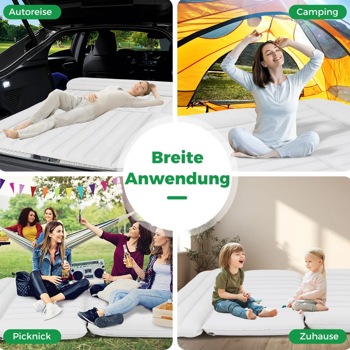 Auto Matratze 190 x 130 cm SUV Luftmatratze doppelseitig aufblasbares Luftbett mit Luftpumpe Beige