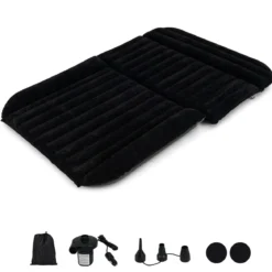 Auto Matratze 190 x 130 cm SUV Luftmatratze doppelseitig aufblasbares Luftbett mit Luftpumpe & Tragetasch Schwarz