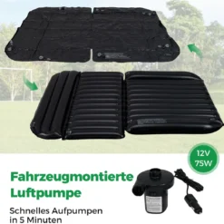 Auto Matratze 190 x 130 cm SUV Luftmatratze doppelseitig aufblasbares Luftbett mit Luftpumpe & Tragetasch Schwarz