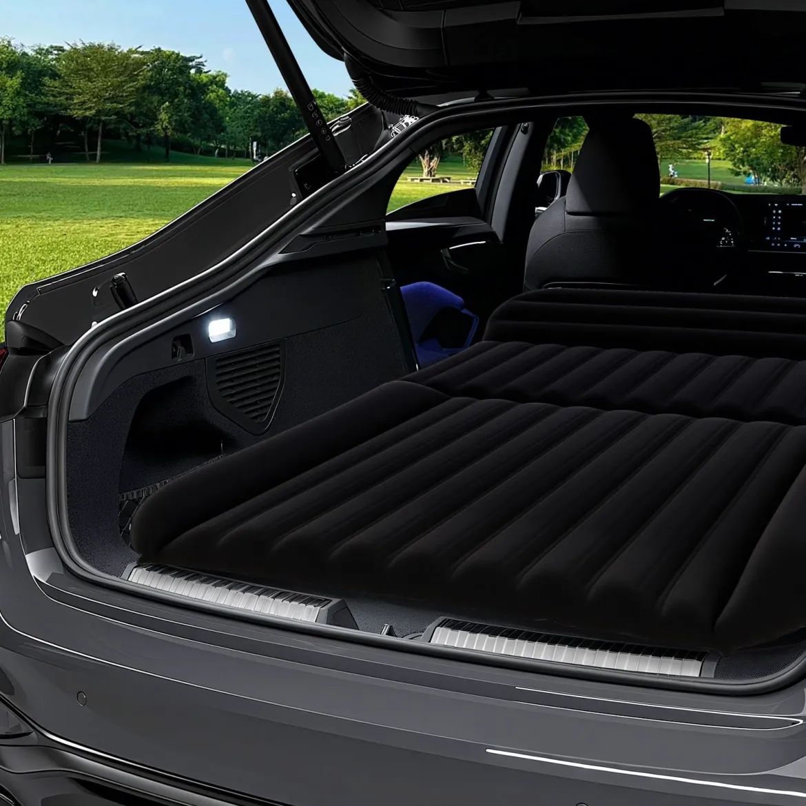 Auto Matratze 190 x 130 cm SUV Luftmatratze doppelseitig aufblasbares Luftbett mit Luftpumpe & Tragetasch Schwarz