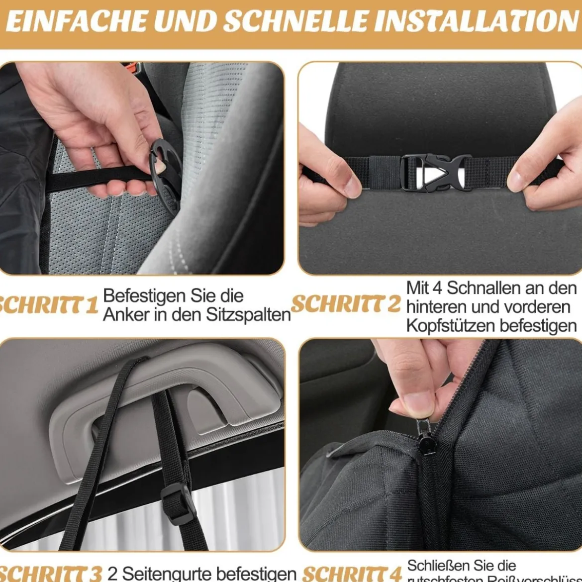 Auto Rückbank Hundedecke Wasserdichter & Kratzfester & Rutschfester 215 x 148 cm Schwarz