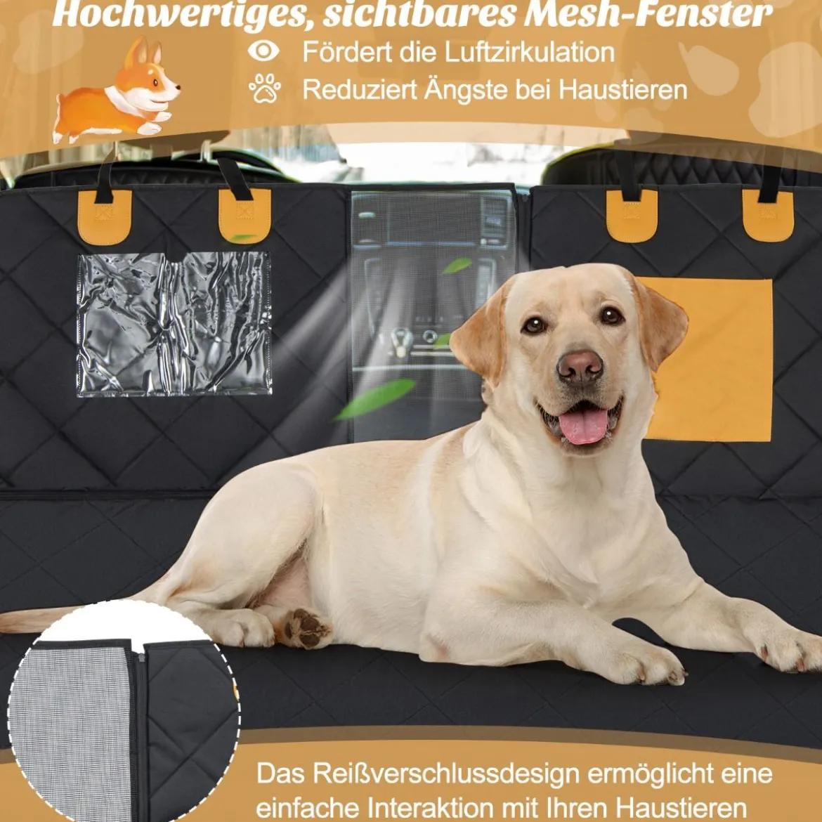 Auto Rückbank Hundedecke Wasserdichter & Kratzfester & Rutschfester 215 x 148 cm Schwarz