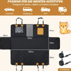Auto Rückbank Hundedecke Wasserdichter & Kratzfester & Rutschfester 215 x 148 cm Schwarz