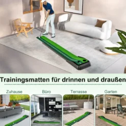 Auto Rückkehr Puttingmatte mit 2 Löchern automatischer Ballrücklaufbahn & Ausrichtungslinien Grün