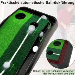 Auto Rückkehr Puttingmatte mit 2 Löchern automatischer Ballrücklaufbahn & Ausrichtungslinien Grün