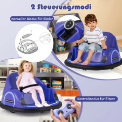 Autoscooter für Kinder elektrisches Bumper Car mit blinkenden LED-Lichtern Blau/Rot/Lil/Rosa