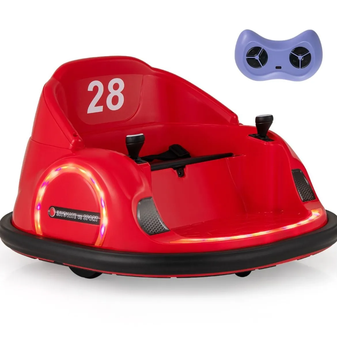 Autoscooter für Kinder elektrisches Bumper Car mit blinkenden LED-Lichtern Blau/Rot/Lil/Rosa