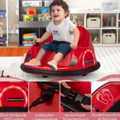 Autoscooter für Kinder elektrisches Bumper Car mit blinkenden LED-Lichtern Blau/Rot/Lil/Rosa