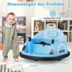 Autoscooter für Kinder elektrisches Bumper Car mit blinkenden LED-Lichtern Blau/Rot/Lil/Rosa