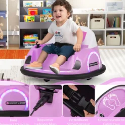 Autoscooter für Kinder elektrisches Bumper Car mit blinkenden LED-Lichtern Blau/Rot/Lil/Rosa