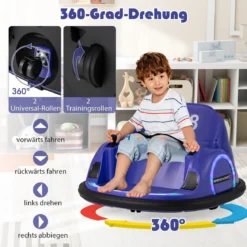 Autoscooter für Kinder elektrisches Bumper Car mit blinkenden LED-Lichtern Blau/Rot/Lil/Rosa