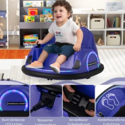 Autoscooter für Kinder elektrisches Bumper Car mit blinkenden LED-Lichtern Blau/Rot/Lil/Rosa