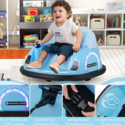 Autoscooter für Kinder elektrisches Bumper Car mit blinkenden LED-Lichtern Blau/Rot/Lil/Rosa
