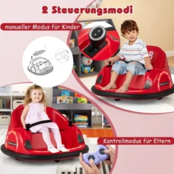 Autoscooter für Kinder elektrisches Bumper Car mit blinkenden LED-Lichtern Blau/Rot/Lil/Rosa