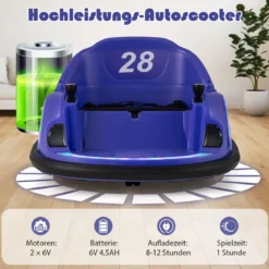Autoscooter für Kinder elektrisches Bumper Car mit blinkenden LED-Lichtern Blau/Rot/Lil/Rosa