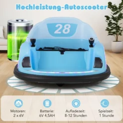 Autoscooter für Kinder elektrisches Bumper Car mit blinkenden LED-Lichtern Blau/Rot/Lil/Rosa