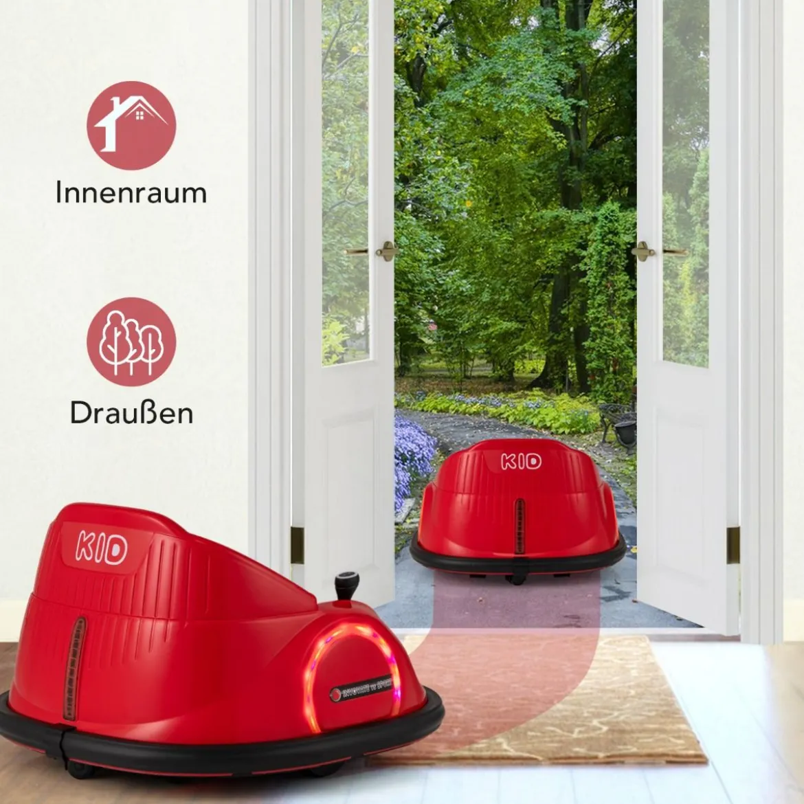 Autoscooter für Kinder elektrisches Bumper Car mit blinkenden LED-Lichtern Blau/Rot/Lil/Rosa