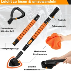 Autowaschbürste mit Teleskopgriff Kratzfreies Autowasch-Set mit D-Griff & Reifenbürsten