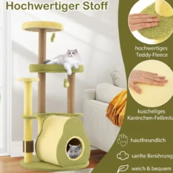 Avocado-Kratzbaum mehrstöckiger Katzenturm mit Privatwohnung 59 x 59 x 125 cm