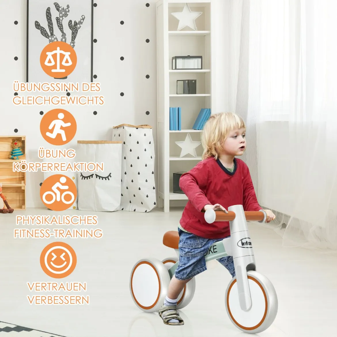 Baby-Dreirad Dreirad für Kinder im Altervon 1-3 Jahren Kinder Laufrad Dreirad ohne Pedal für Kinder Grau
