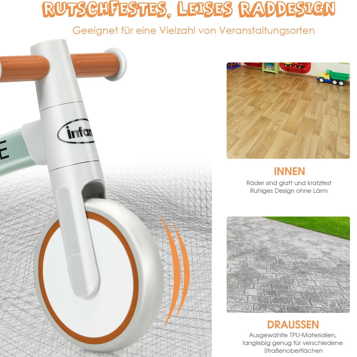 Baby-Dreirad Dreirad für Kinder im Altervon 1-3 Jahren Kinder Laufrad Dreirad ohne Pedal für Kinder Grau