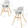 Babyhochstuhl Kinderhochstuhl Baby Treppenhochstuhl mit Einstellbares Esstischchen Grau