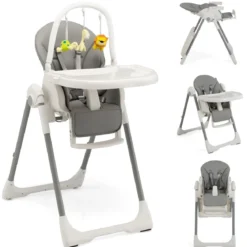 Babyhochstuhl Klappbar Hochstuhl Baby mit Liegefunktion 78 x 52,5 x 104 cm Grau