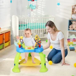 Baby Jumperoo mit 360°drehbarem Sitz & 3 verstellbaren Höhen Grün+Blau
