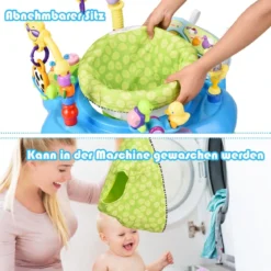Baby Jumperoo mit 360°drehbarem Sitz & 3 verstellbaren Höhen Grün+Blau