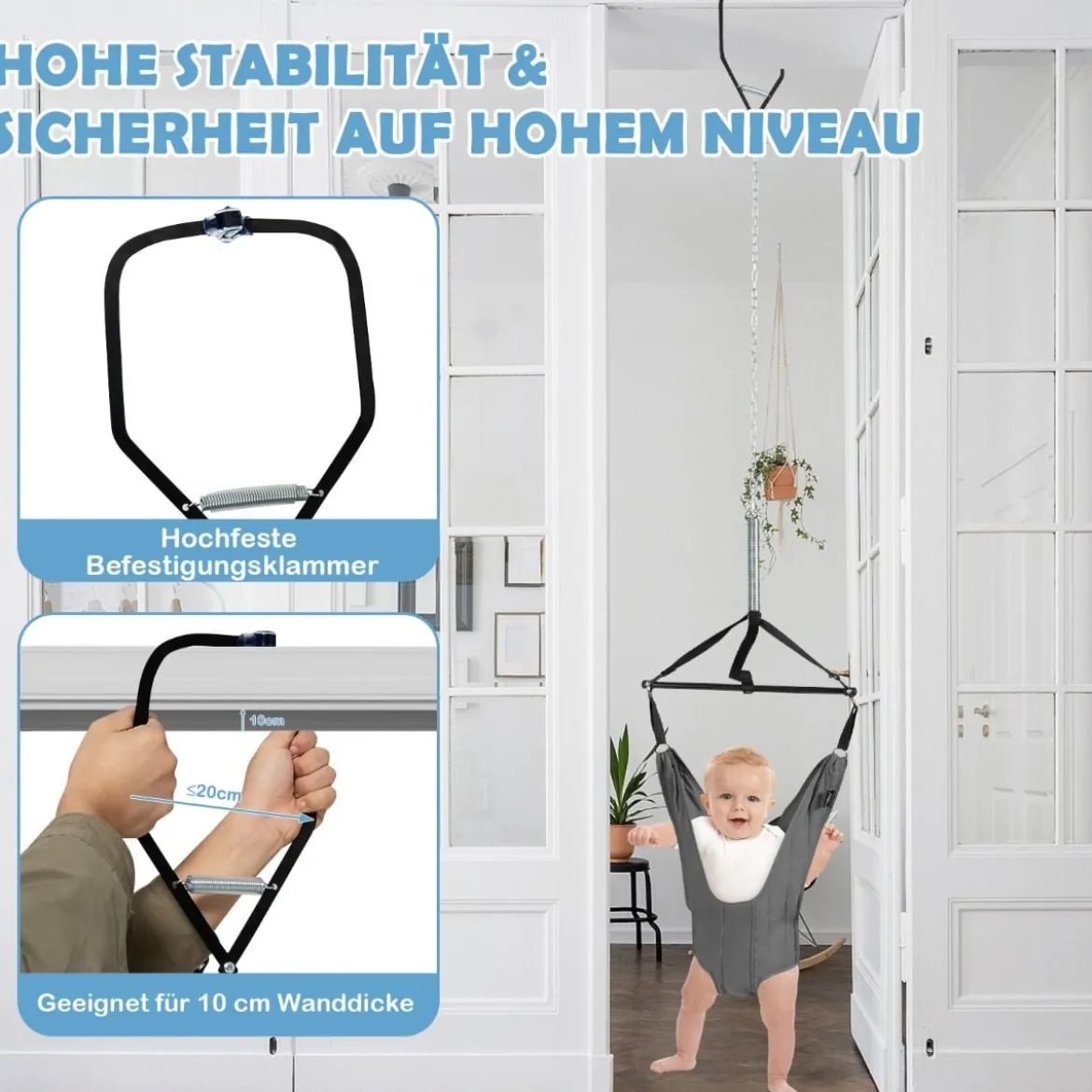 Baby Jumper Türhopser Babyschaukel Verstellbarer Baby-Hängeschaukelsitz Grau