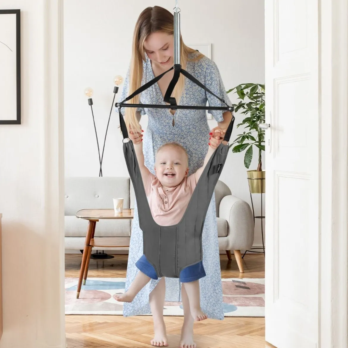 Baby Jumper Türhopser Babyschaukel Verstellbarer Baby-Hängeschaukelsitz Grau