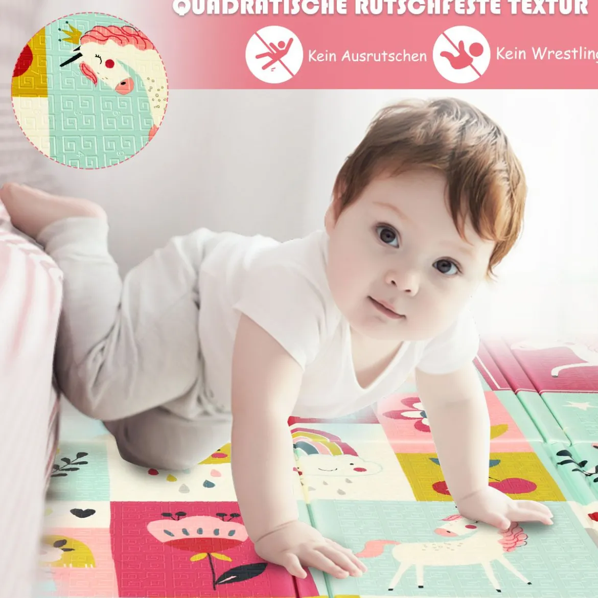 Baby Krabbeldecke Spielmatte faltbar Babymatte doppelseitig Spielteppich Rot