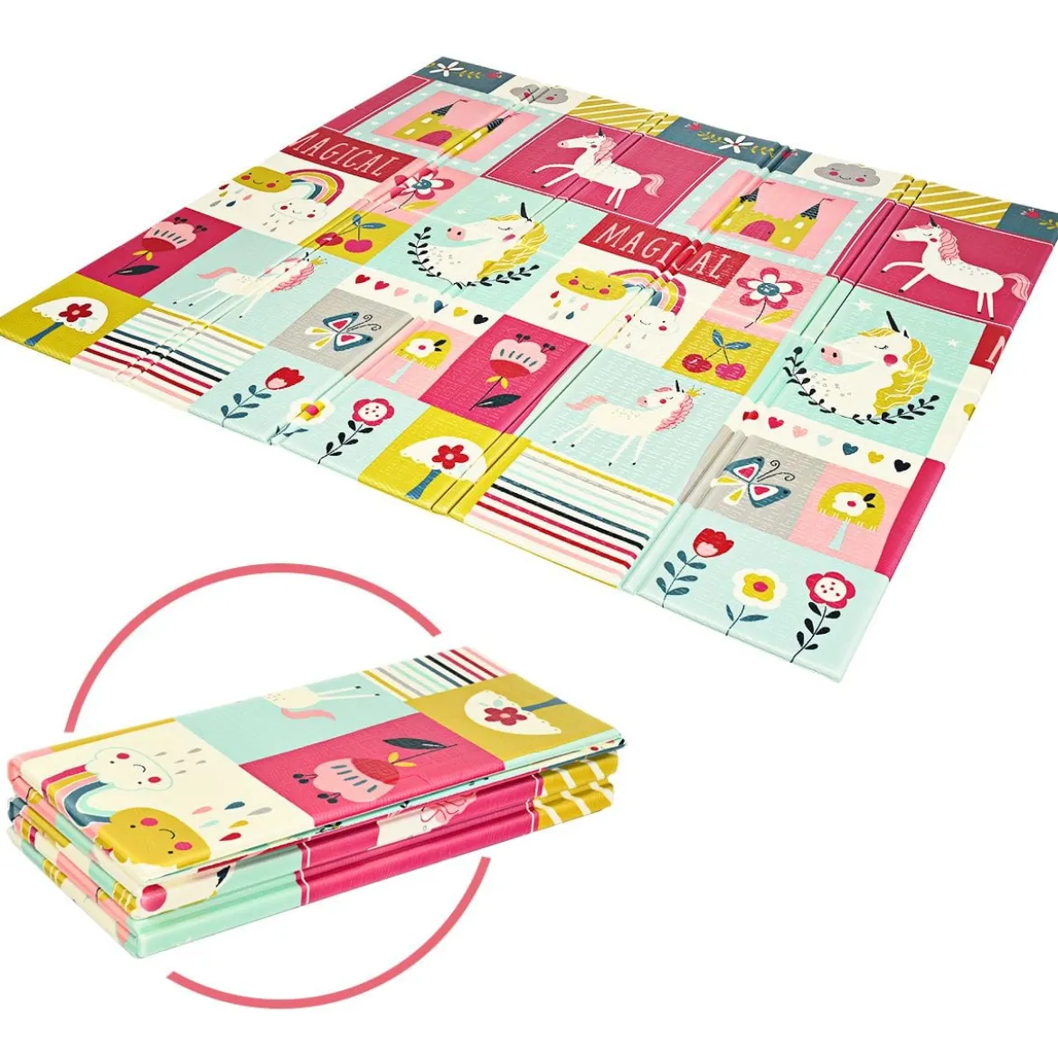 Baby Krabbeldecke Spielmatte faltbar Babymatte doppelseitig Spielteppich Rot