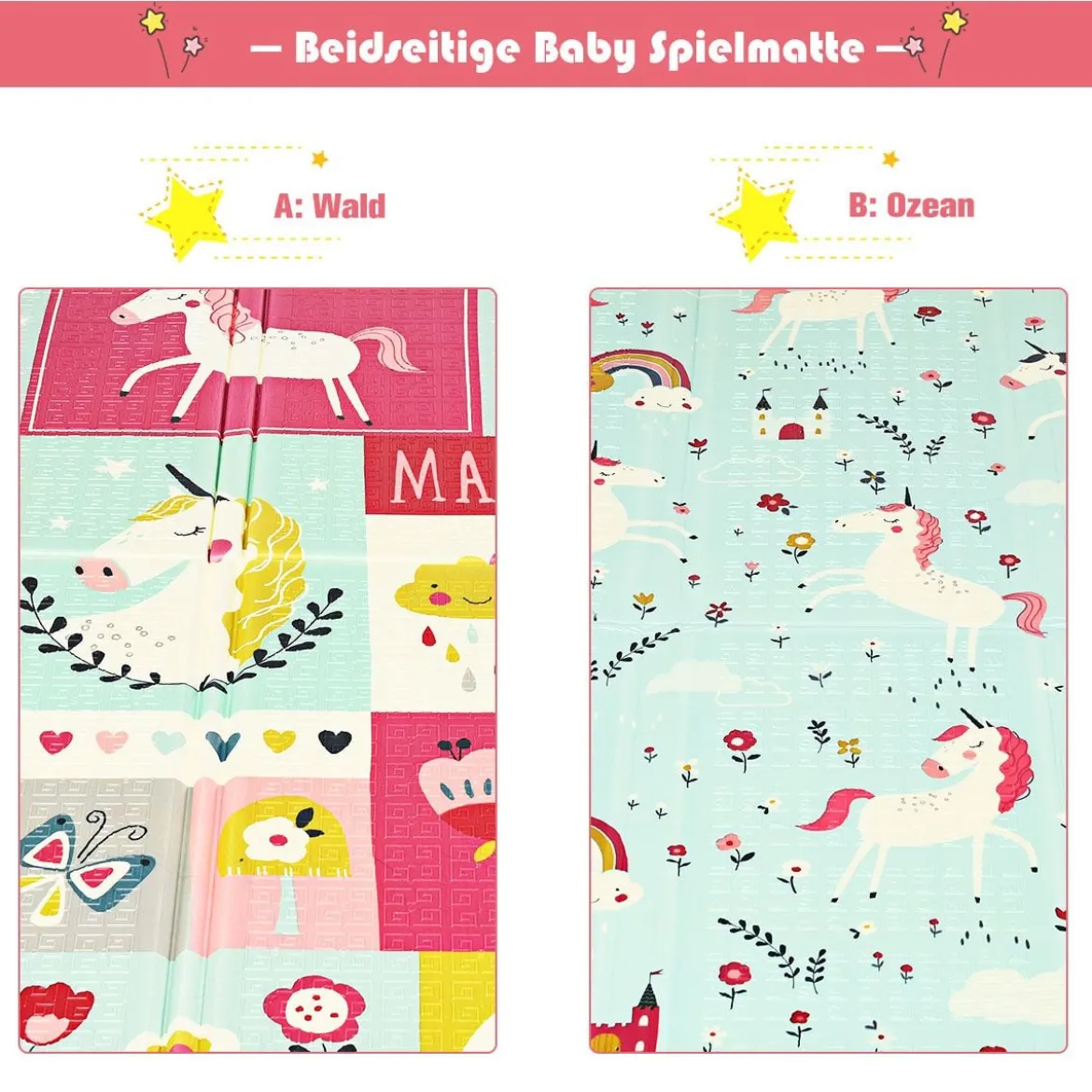 Baby Krabbeldecke Spielmatte faltbar Babymatte doppelseitig Spielteppich Rot