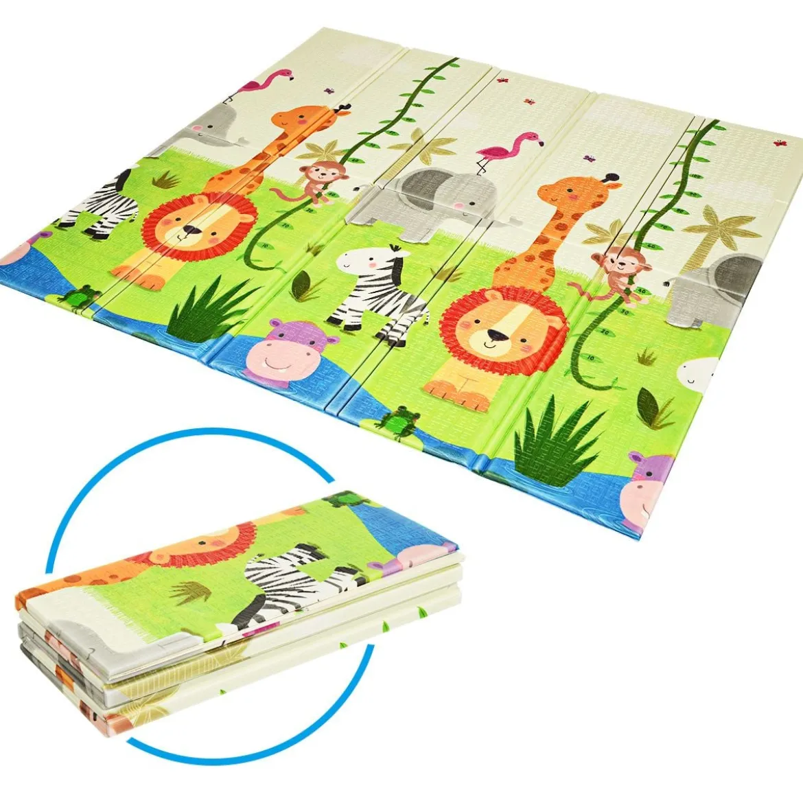 Baby Krabbeldecke Spielmatte faltbar Babymatte doppelseitig Spielteppich Grün
