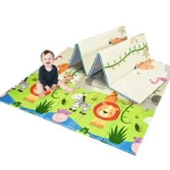 Baby Krabbeldecke Spielmatte faltbar Babymatte doppelseitig Spielteppich Grün