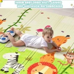 Baby Krabbeldecke Spielmatte faltbar Babymatte doppelseitig Spielteppich Grün