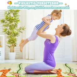 Baby Krabbeldecke Spielmatte faltbar Babymatte doppelseitig Spielteppich Grün