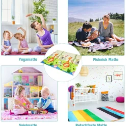 Baby Krabbeldecke Spielmatte faltbar Babymatte doppelseitig Spielteppich Grün