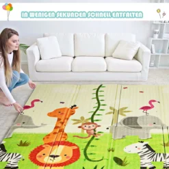 Baby Krabbeldecke Spielmatte faltbar Babymatte doppelseitig Spielteppich Grün