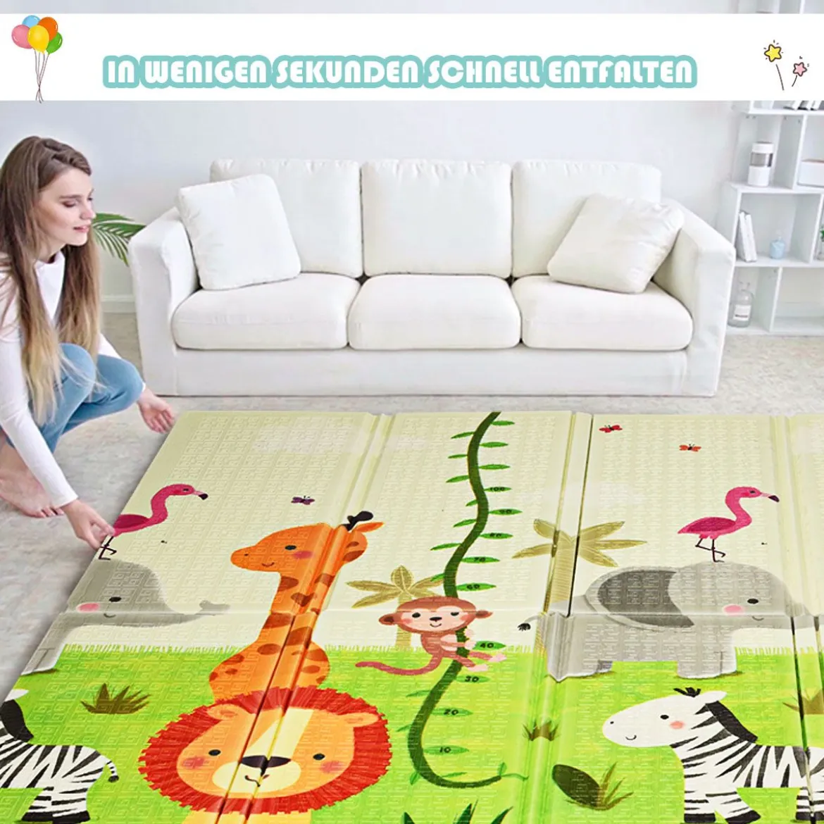 Baby Krabbeldecke Spielmatte faltbar Babymatte doppelseitig Spielteppich Grün