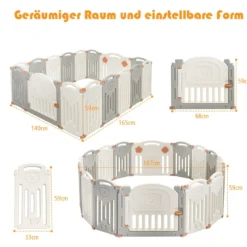 Baby Laufgitter 16 Paneele Laufstall Absperrgitter mit Tür