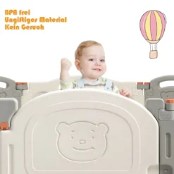 Baby Laufgitter 16 Paneele Laufstall Absperrgitter mit Tür