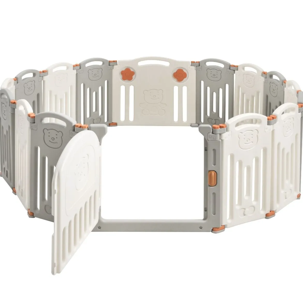 Baby Laufgitter 16 Paneele Laufstall Absperrgitter mit Tür