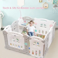 Baby-Laufgitter 10 Panele Laufstall Absperrgitter Faltbares Aktivitätszentrum für Babys