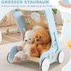 Baby Lauflernhilfe zum Schieben & Ziehen Holz Lauflernwagen Laufspielzeug mit Rädern Blau