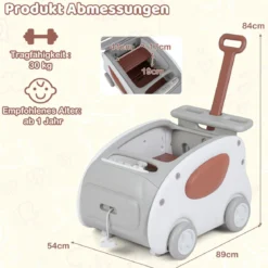 Baby Lauflernwagen 2-in-1 Lauflernhilfe mit Rädern klappbarer Sitz & Sicherheitsgurt baby walker Grau