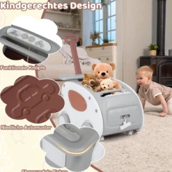 Baby Lauflernwagen 2-in-1 Lauflernhilfe mit Rädern klappbarer Sitz & Sicherheitsgurt baby walker Grau